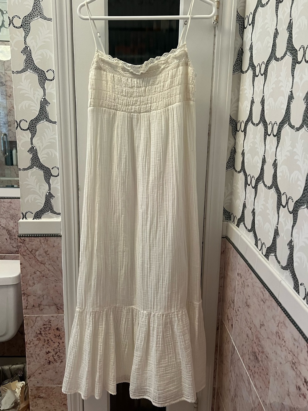 Zara cream ruffle maxi dress